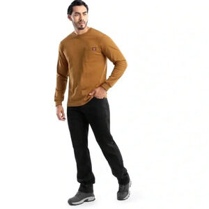 Wrangler Men's 2XL Brown Long Sleeve Pocket T-Shirt Solid Casual